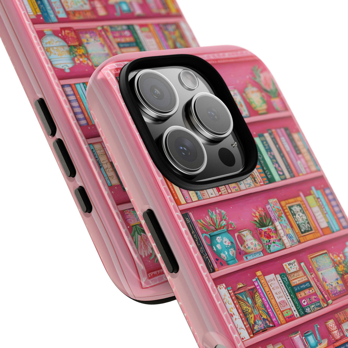 Pink Floral Bookshelf Phone Case: Book Lover Gift  Bookish Flower  iPhone Galaxy, Pixel
