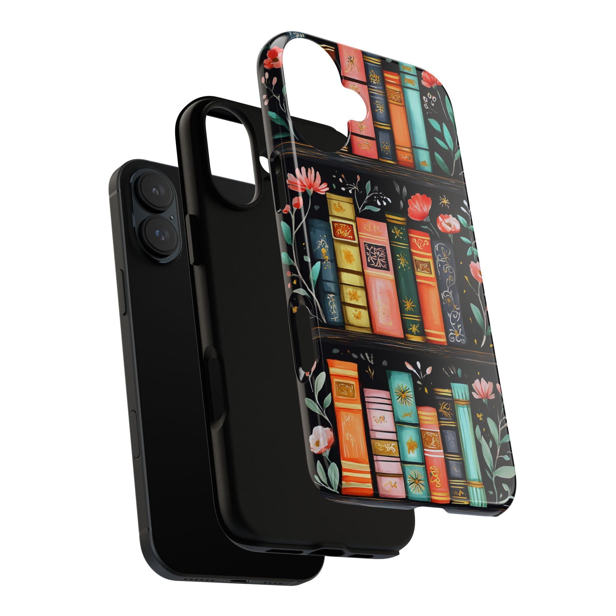 Floral Bookshelf Phone Case: Bookish Librarian Gift   Boho flowers iPhone, Galaxy, Pixel
