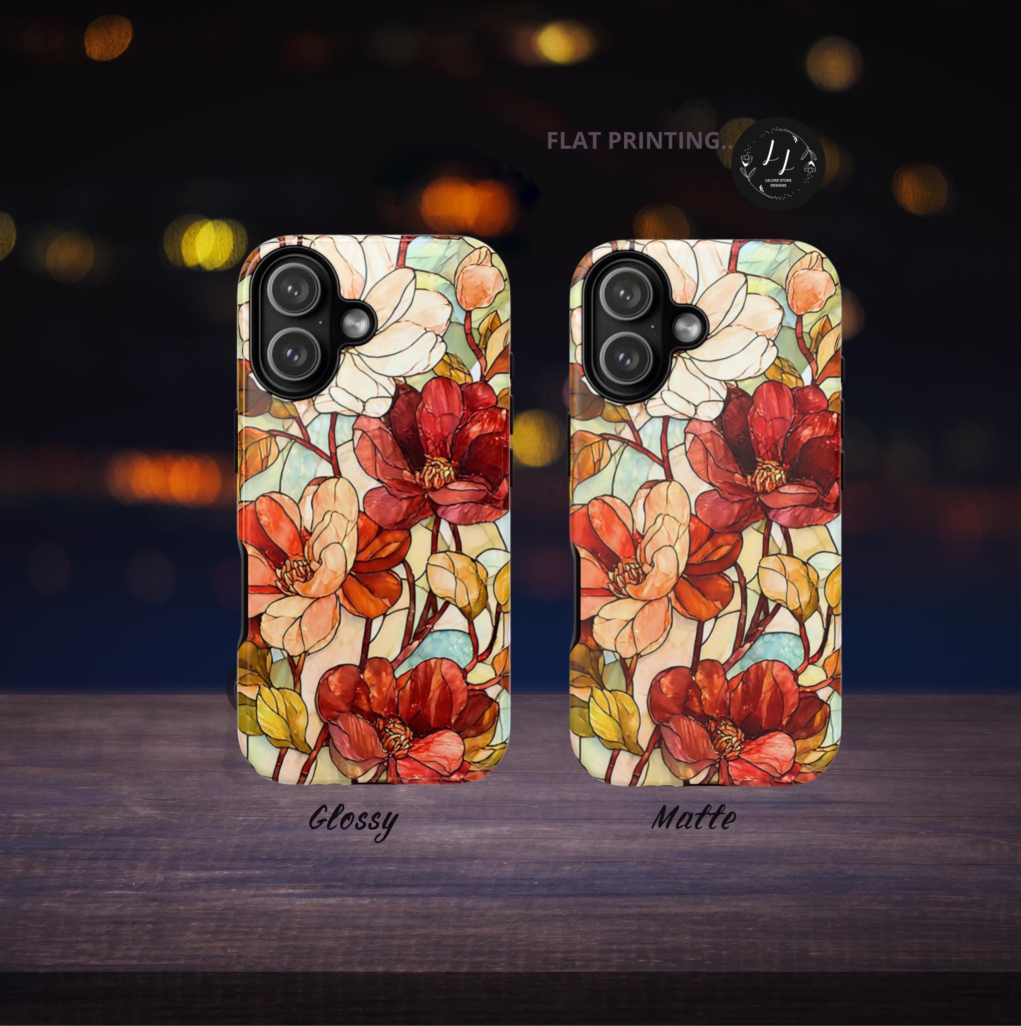 Autumn Floral Phone Case: Moody Cottagecore Stained Glass Effect  iPhone Galaxy Pixel