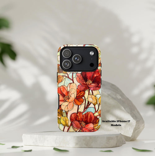 Autumn Floral Phone Case: Moody Cottagecore Stained Glass Effect  iPhone Galaxy Pixel