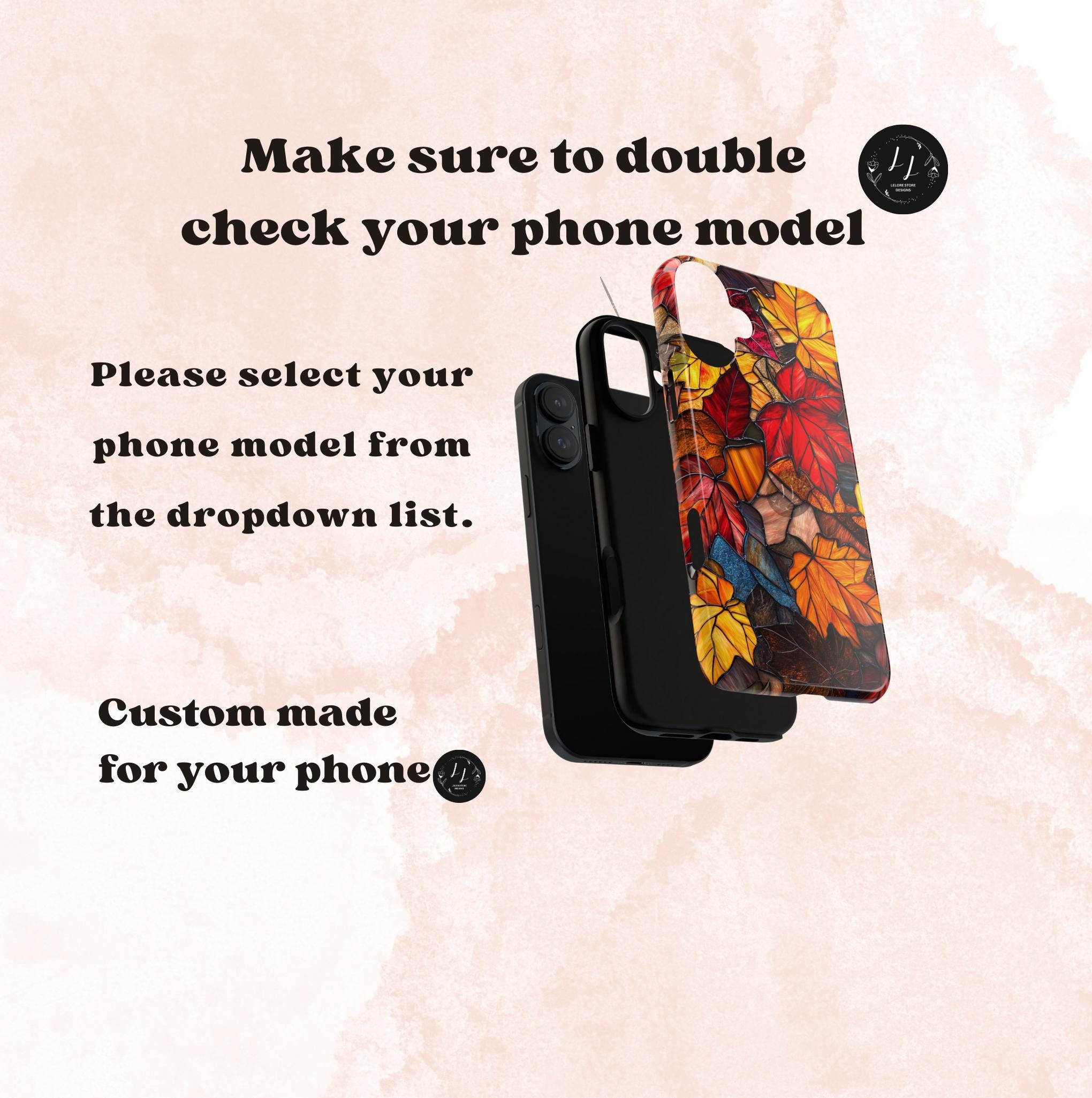 Stained Glass Autumn Maple Leaf Phone Case, Fall Colors