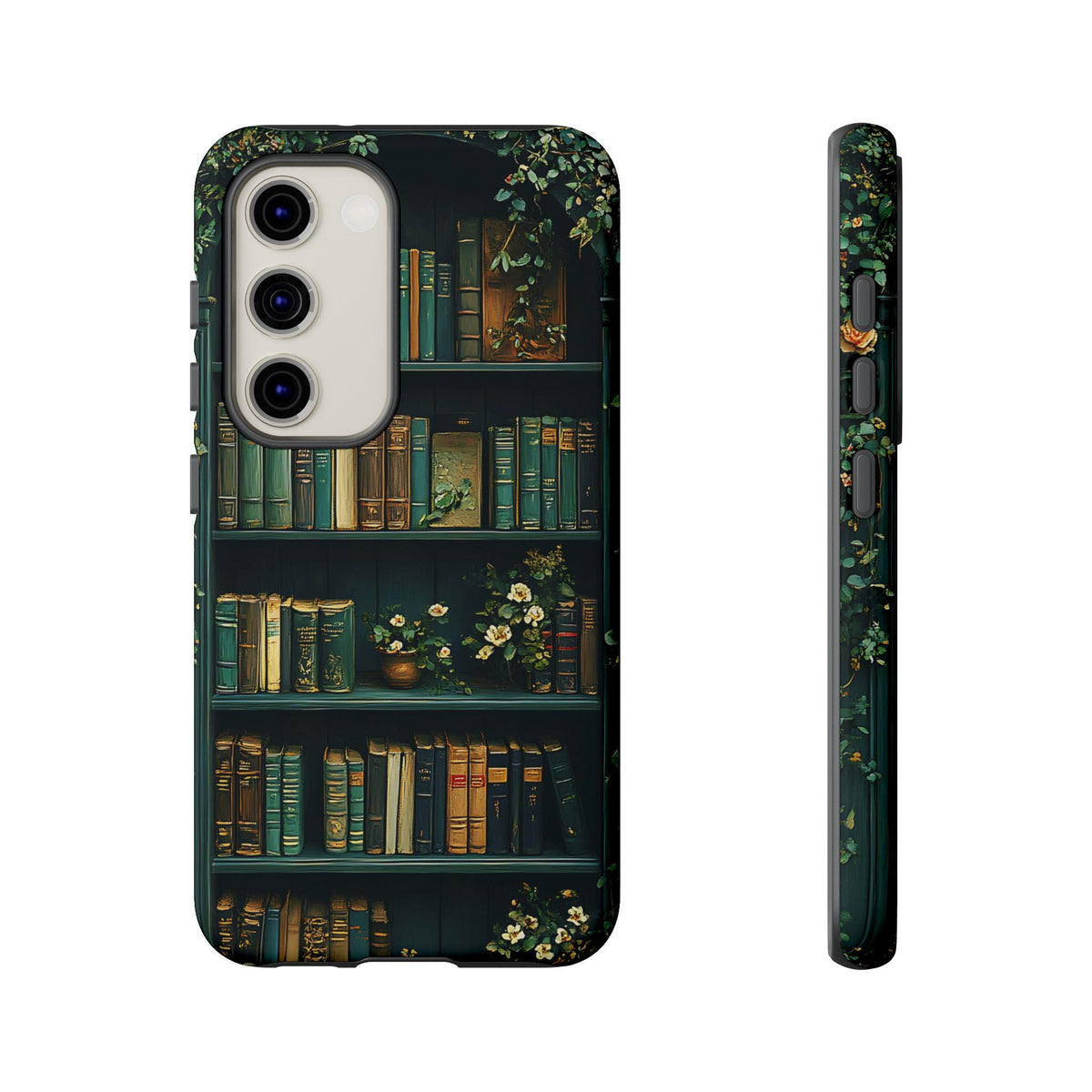 Green Floral Bookshelf Phone Case: Book Lover Gift Bookish Literature boho iPhone Galaxy Pixel