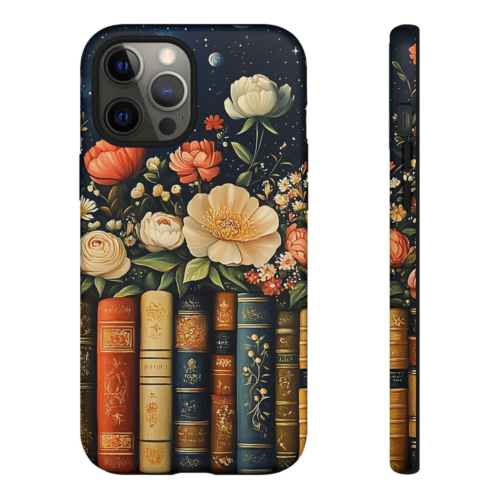 Celestial Floral Bookshelf Phone Case: Book Lover Gift iPhone Galaxy Pixel  Librarians