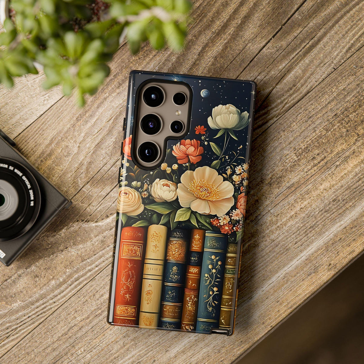 Celestial Floral Bookshelf Phone Case: Book Lover Gift iPhone Galaxy Pixel  Librarians