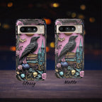 Gothic Raven Bookshelf Phone Case: Dark Academia Book Lover Gift iPhone Galaxy Pixel