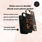 Brown Floral Bookshelf Phone Case, Bookish Flower Unique iPhone  Galaxy  Pixel Book Lover Gift