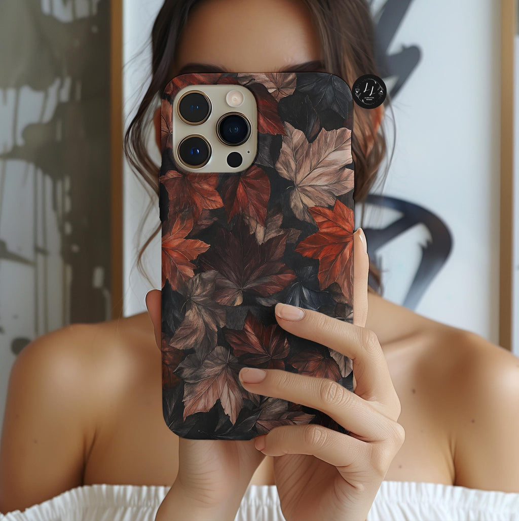Dark Brown Autumn Leaves Phone Case  Cute Aesthetic Fall Cover Holiday Gift iPhone  Galaxy Pixel