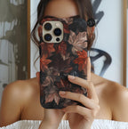 Dark Brown Autumn Leaves Phone Case  Cute Aesthetic Fall Cover Holiday Gift iPhone  Galaxy Pixel