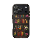 Floral Stained Glass Bookish Phone Case, Bookshelf Reading Theme Cover, iPhone  Pixel  Samsung