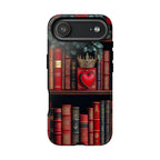 Bookish Bookshelf Heart Phone Case: Red Roses, Romantic Design iPhone Galaxy Pixel Book Gift