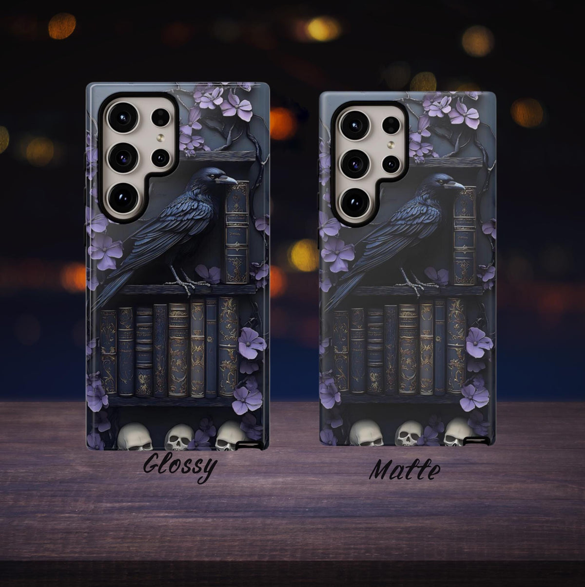 Gothic Raven Bookshelf Phone Case: Dark Academia Book Lover Gift   iPhone Samsung galaxy Pixel