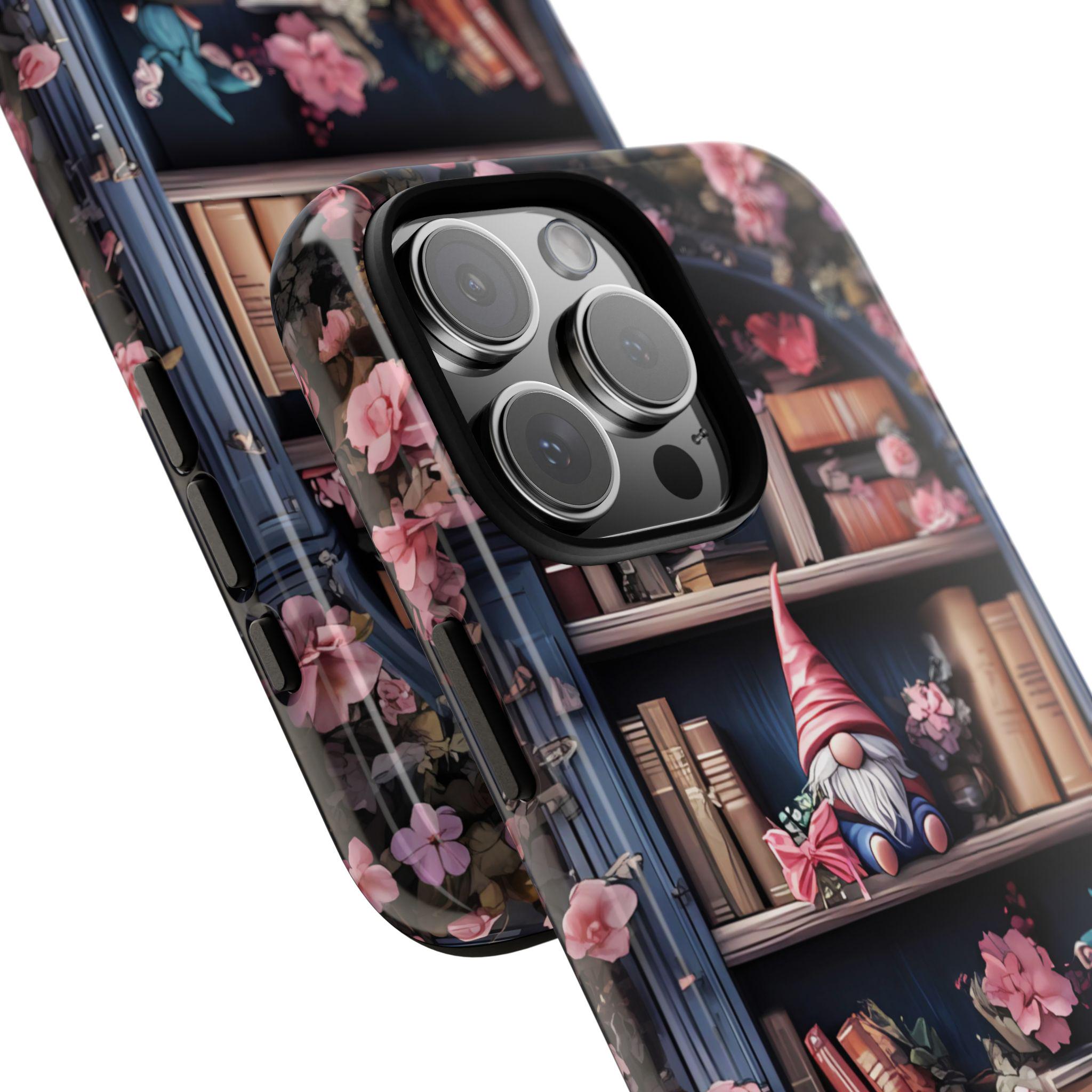 Bookish Floral Bookshelf Phone Case: Librarian Gift Floral Holiday Literary iPhone, Galaxy, Pixel Book