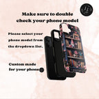 Bookish Floral Bookshelf Phone Case: Librarian Gift Floral Holiday Literary iPhone, Galaxy, Pixel Book