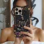 Gothic Skeleton Phone Case, Mystical Roses, Halloween Cover, iPhone, Galaxy Pixel