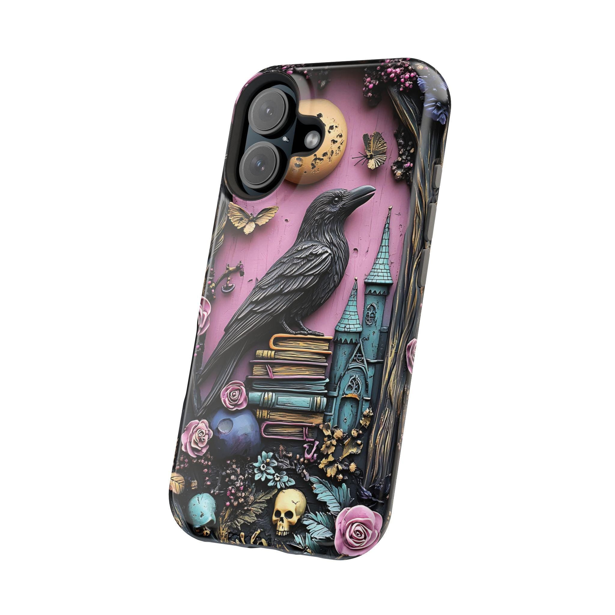 Gothic Raven Bookshelf iPhone Case: Dark Academia Book Lover,  Bookish MagSafe Compatible