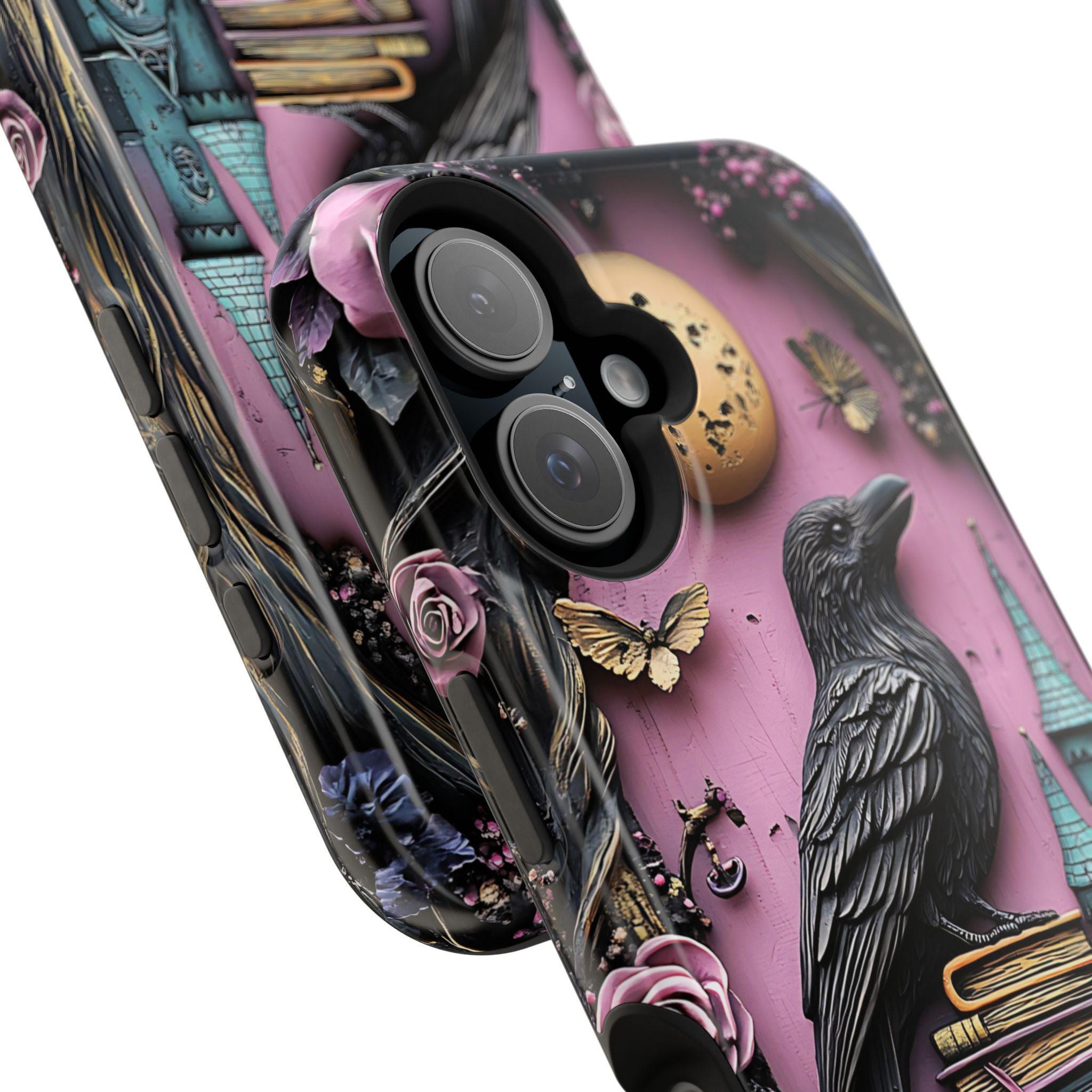 Gothic Raven Bookshelf iPhone Case: Dark Academia Book Lover,  Bookish MagSafe Compatible