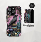 Gothic Raven Bookshelf iPhone Case: Dark Academia Book Lover,  Bookish MagSafe Compatible