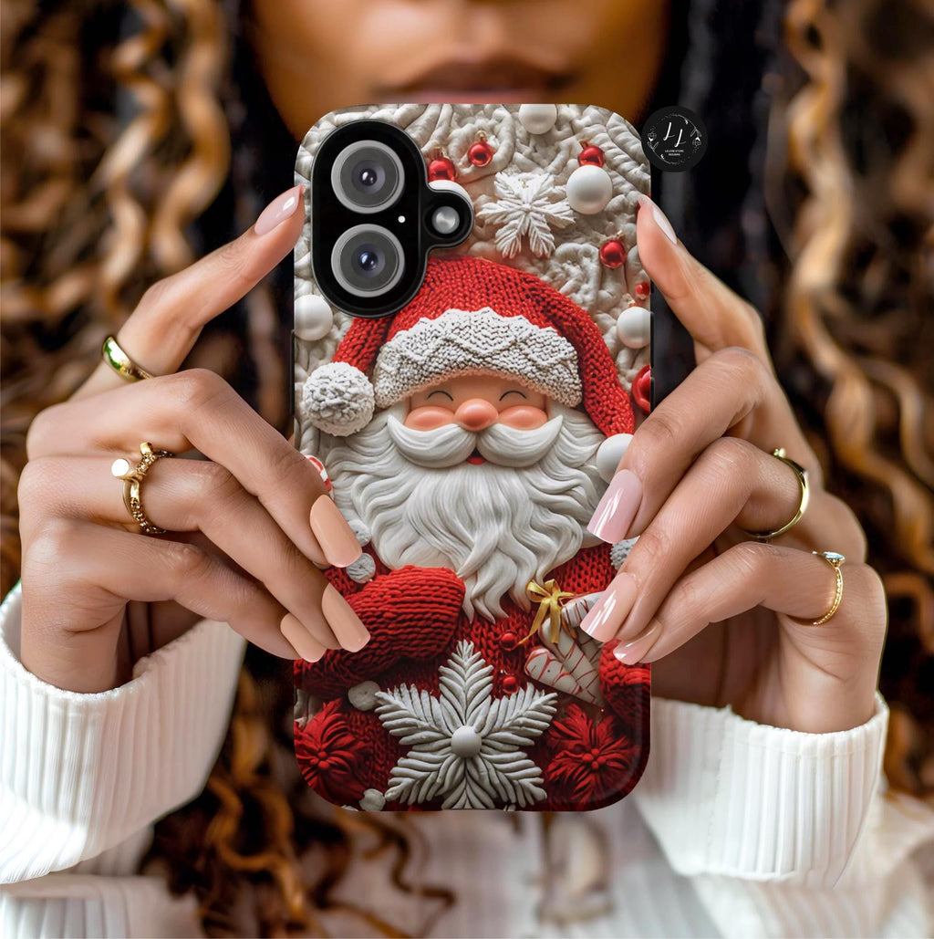 Christmas Santa Claus Phone Case: White Red Holiday iPhone, Galaxy, Pixel Winter Cover
