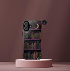 Purple Bookshelf Phone  Case, Floral Book  iPhone  Bookworms Samsung  Pixel  Book Lover Gift