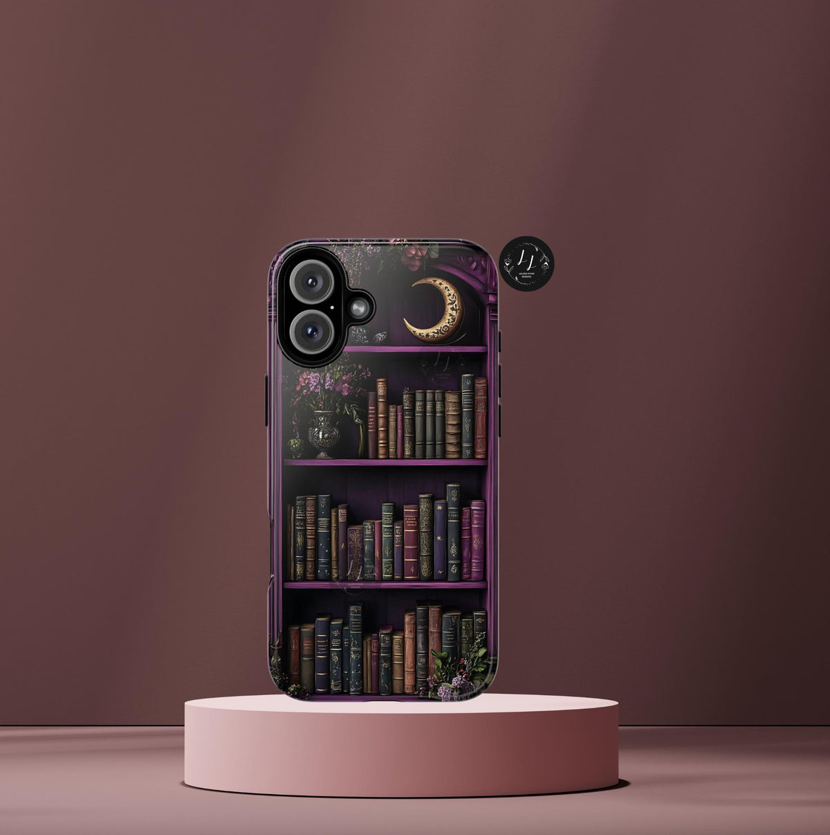 Purple Bookshelf Phone  Case, Floral Book  iPhone  Bookworms Samsung  Pixel  Book Lover Gift