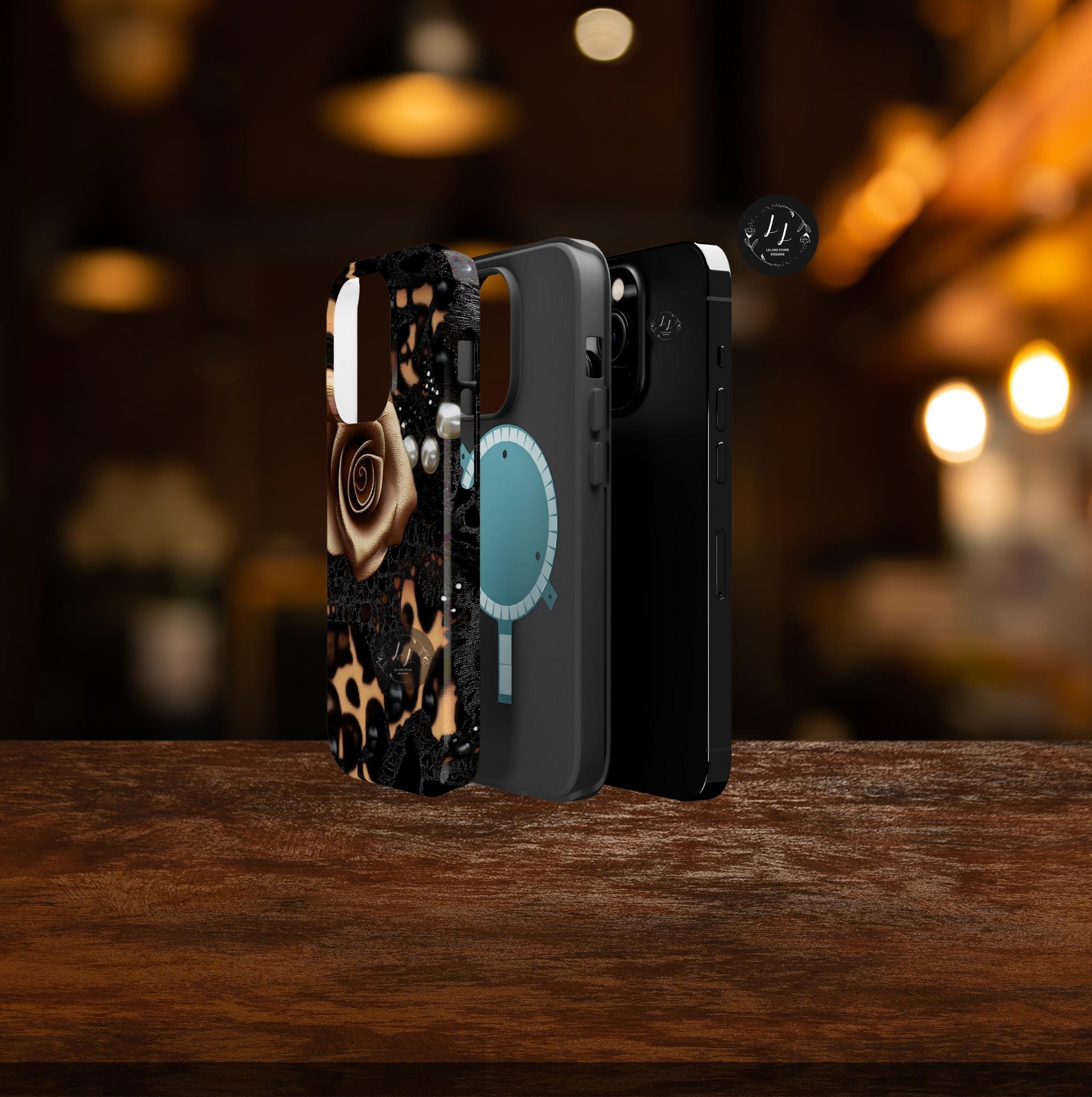 Leopard Heart iPhone Case: Chic Animal Print, MagSafe Compatible Gift for Women, Protective Cover