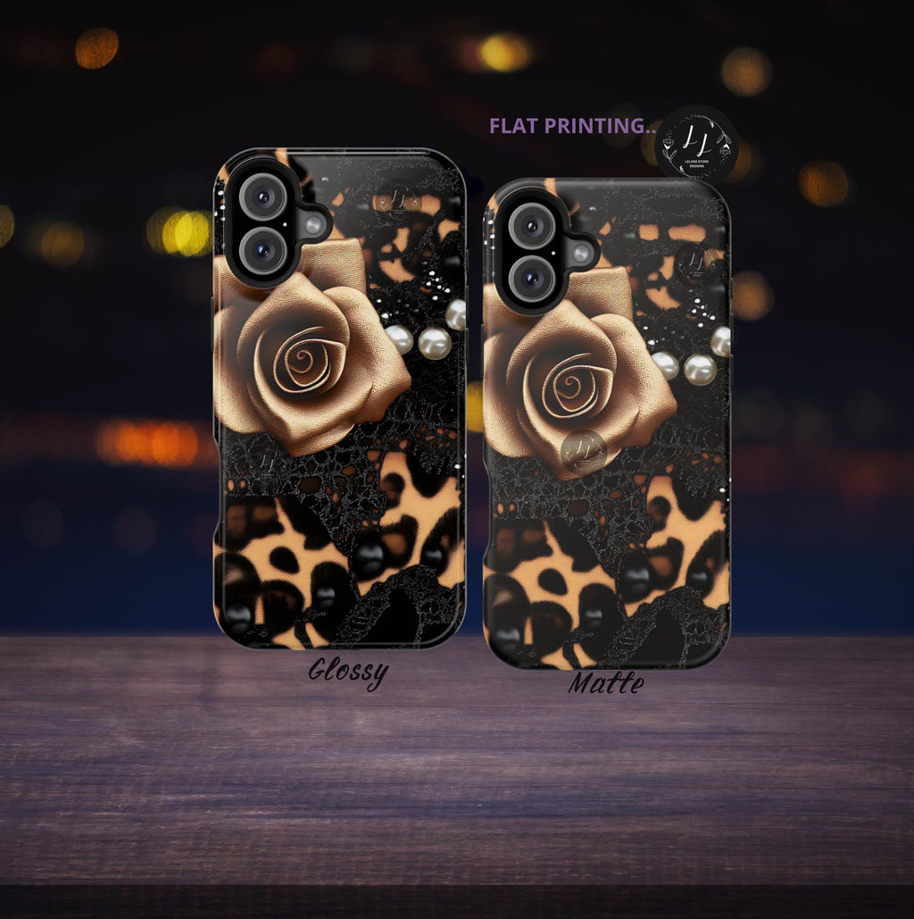 Leopard Heart iPhone Case: Chic Animal Print, MagSafe Compatible Gift for Women, Protective Cover