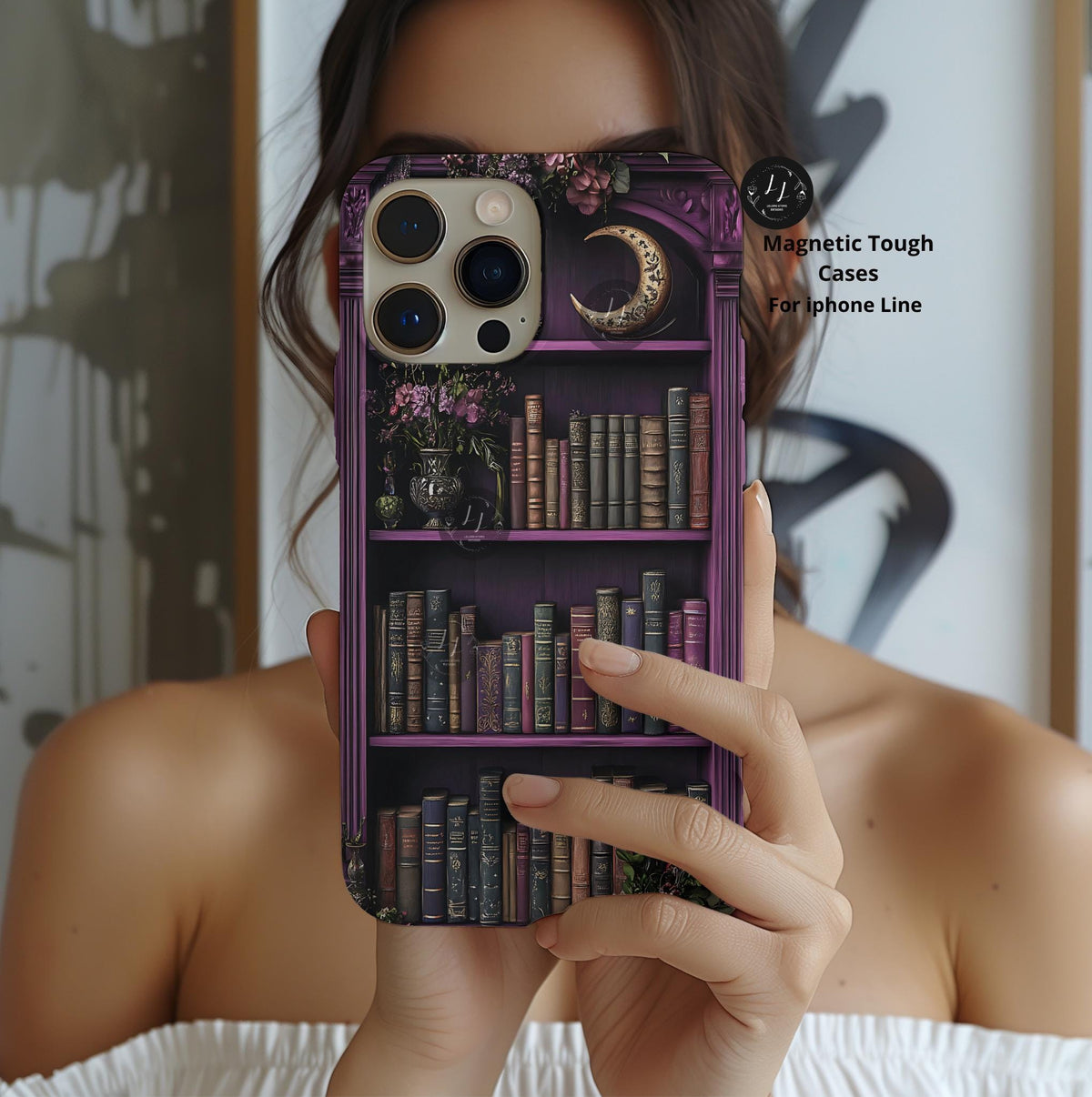 Purple Bookshelf Phone  Case, Floral Book  iPhone  Bookworms Samsung  Pixel  Book Lover Gift