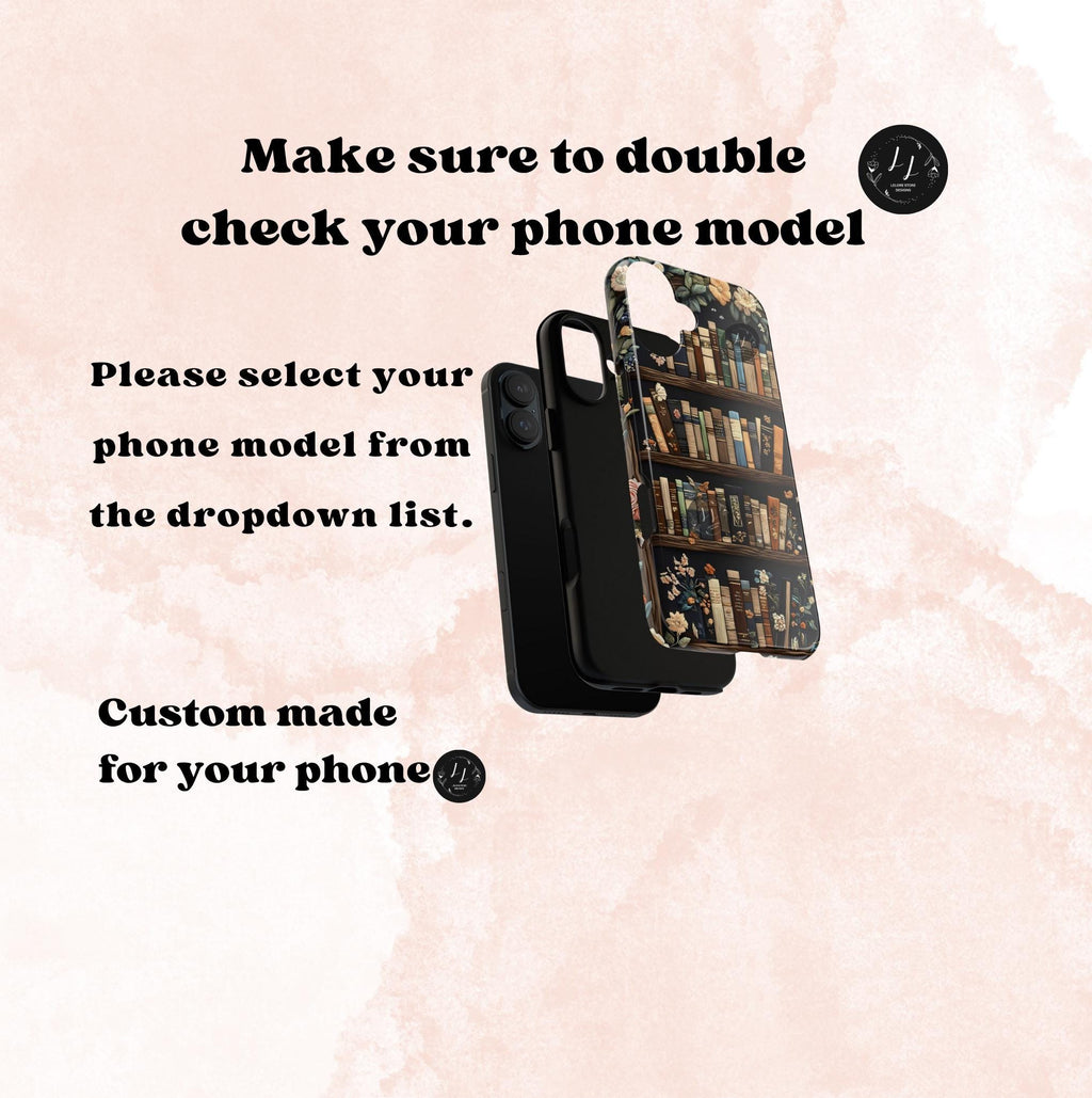 Floral Bookshelf Phone Case: Book Lover Gift for iPhone, Galaxy, Pixel