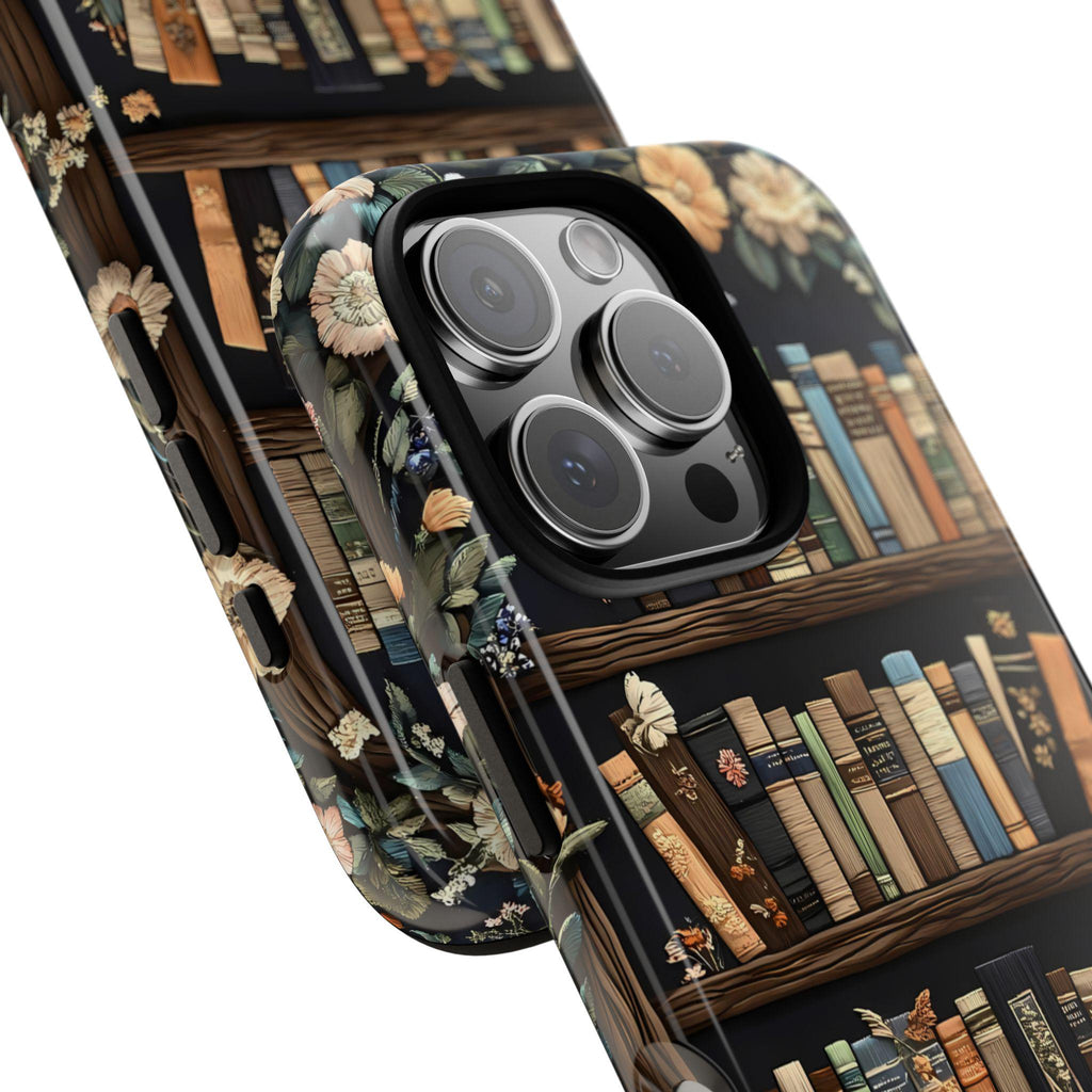 Floral Bookshelf Phone Case: Book Lover Gift for iPhone, Galaxy, Pixel