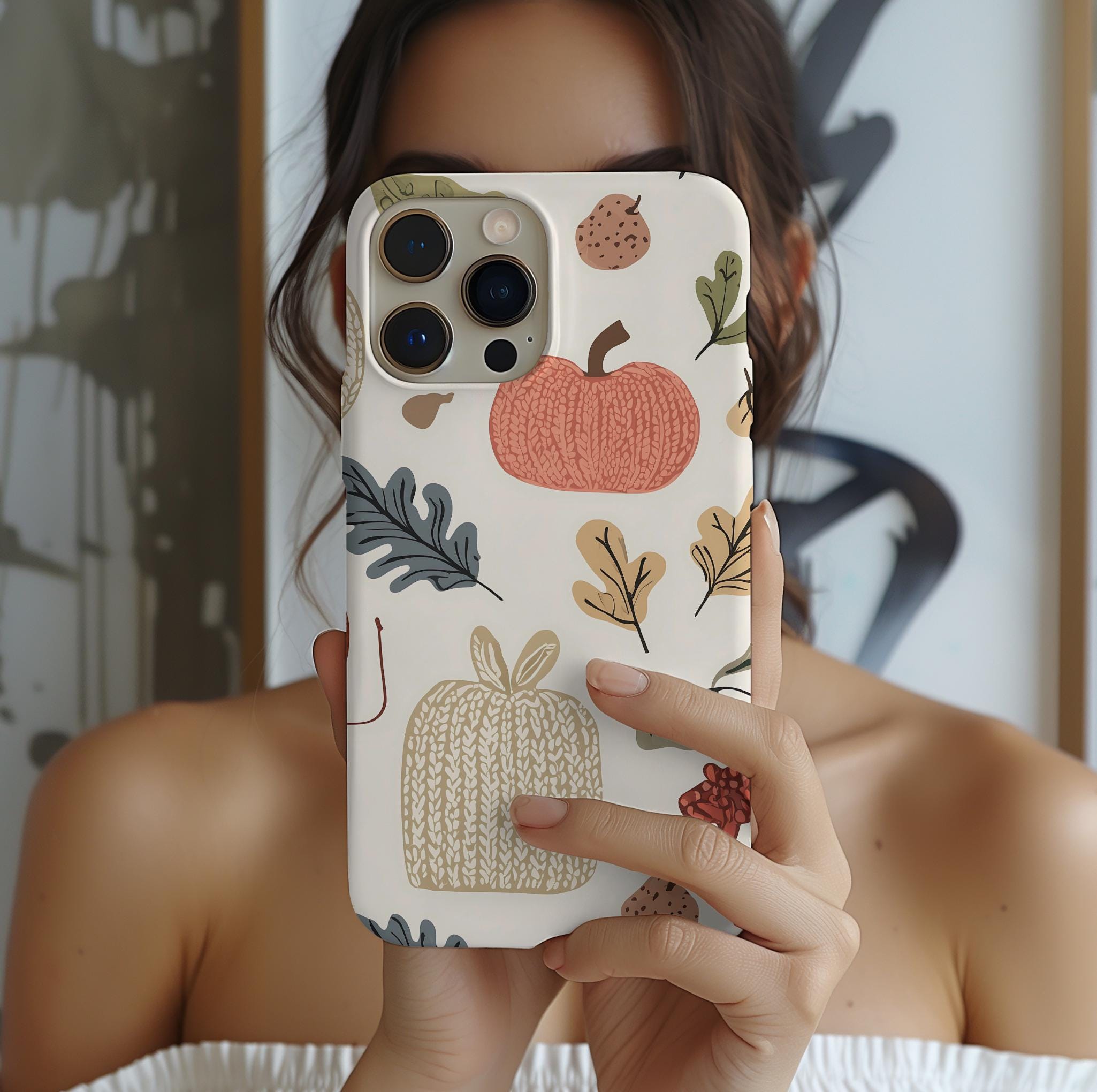 Autumn Pumpkin & Leaf Phone Case: Cottagecore Fall Protection iPhone, Galaxy, Pixel