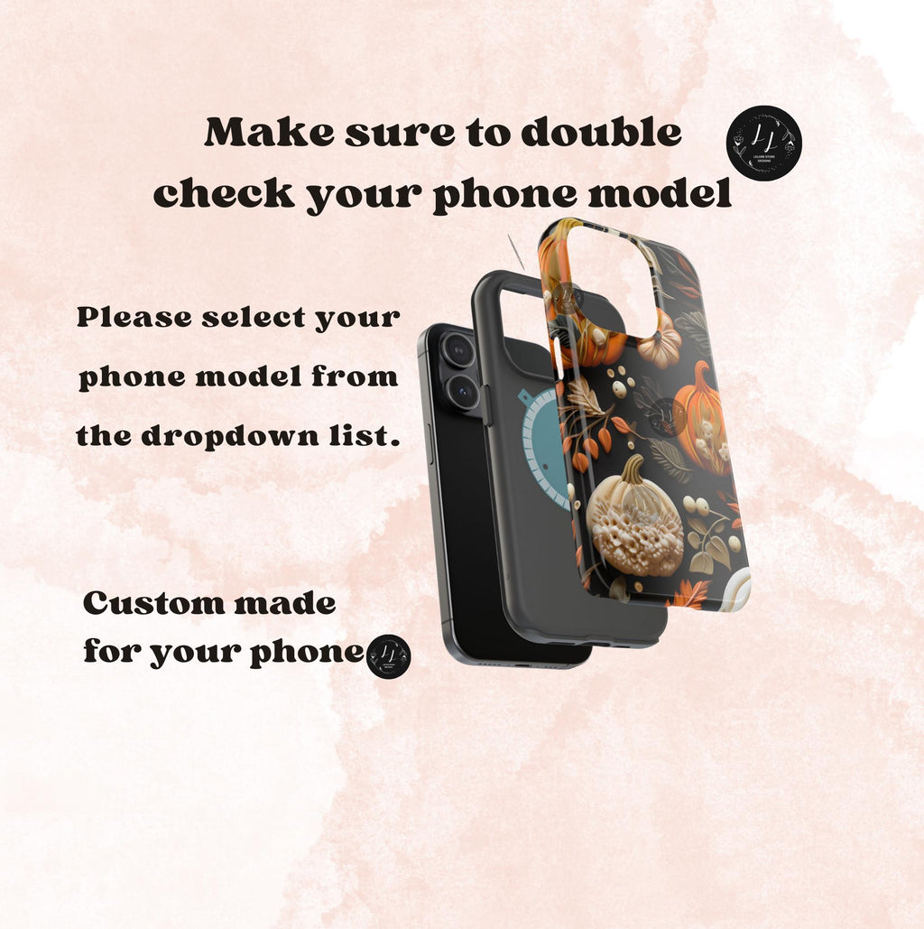 Pumpkin Magsafe Phone Case  Autumn Aesthetic Faux Fall Design, Durable Magnetic iPhone Cover,  Seasonal Gift for Her & Him
