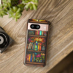 Floral Stained Glass Bookshelf Phone Case: Book Lover Gift Librarian iPhone galaxy pixel cover