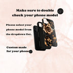 Bling Glam Leopard Print Phone Case: Black & Brown Tones  iPhone , Samsung Pixel Women gift