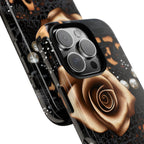 Bling Glam Leopard Print Phone Case: Black & Brown Tones  iPhone , Samsung Pixel Women gift