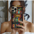 Floral Stained Glass Bookshelf Phone Case: Book Lover Gift Librarian iPhone galaxy pixel cover