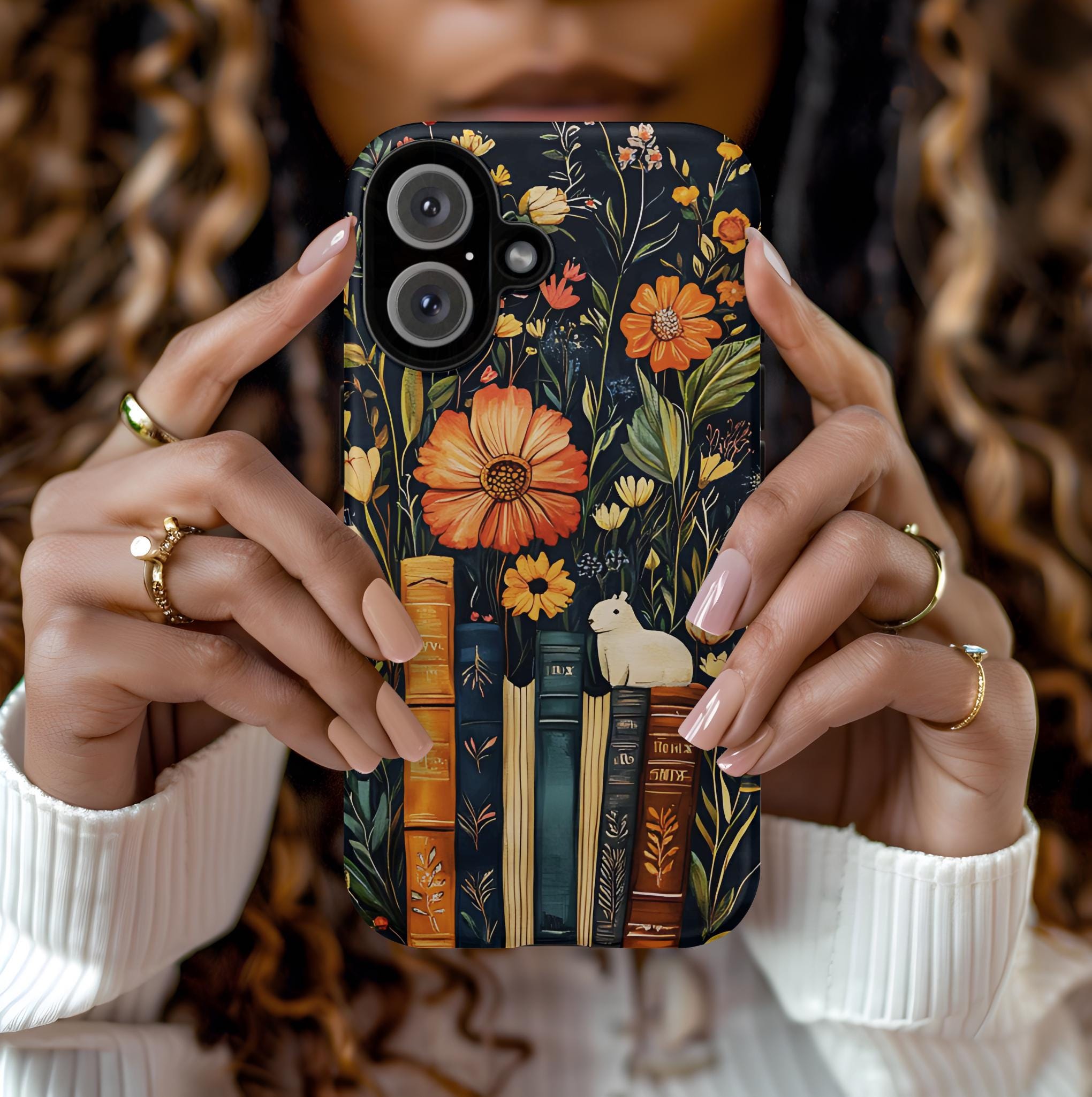 Cottagecore Floral Bookshelf Phone Case: Bookish Vintage Style l iPhone, Galaxy, Pixel  Book lover