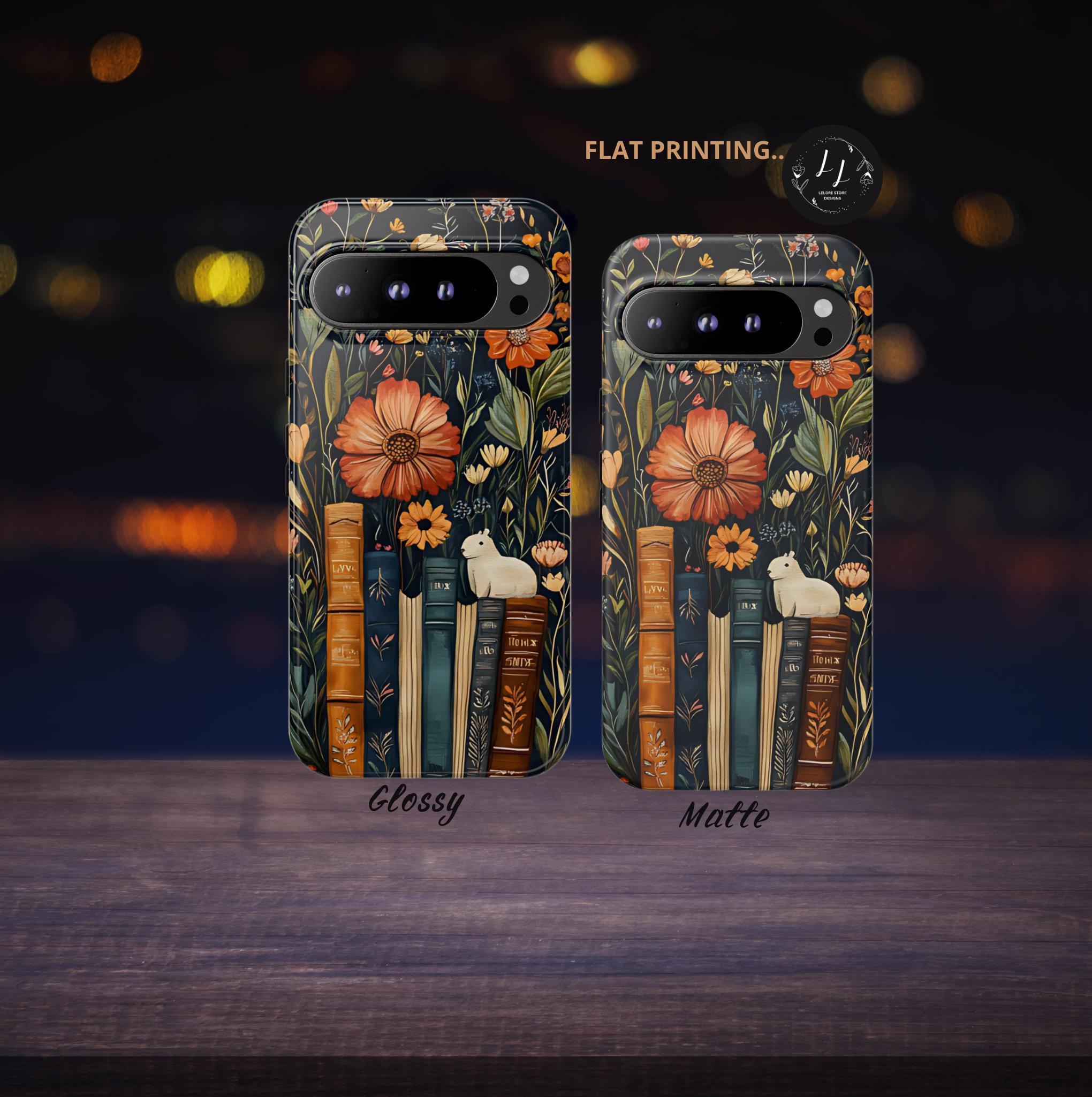 Cottagecore Floral Bookshelf Phone Case: Bookish Vintage Style l iPhone, Galaxy, Pixel  Book lover
