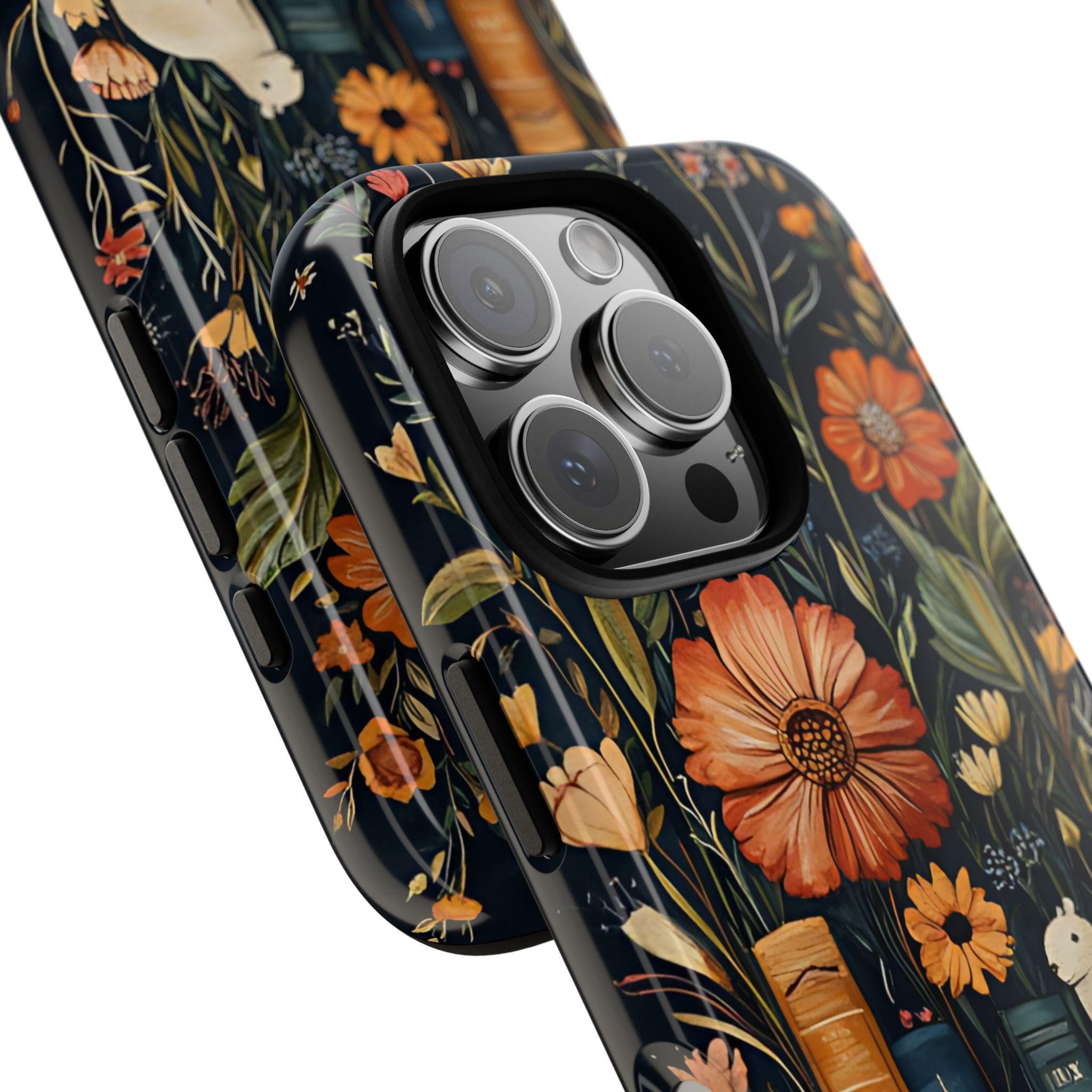 Cottagecore Floral Bookshelf Phone Case: Bookish Vintage Style l iPhone, Galaxy, Pixel  Book lover