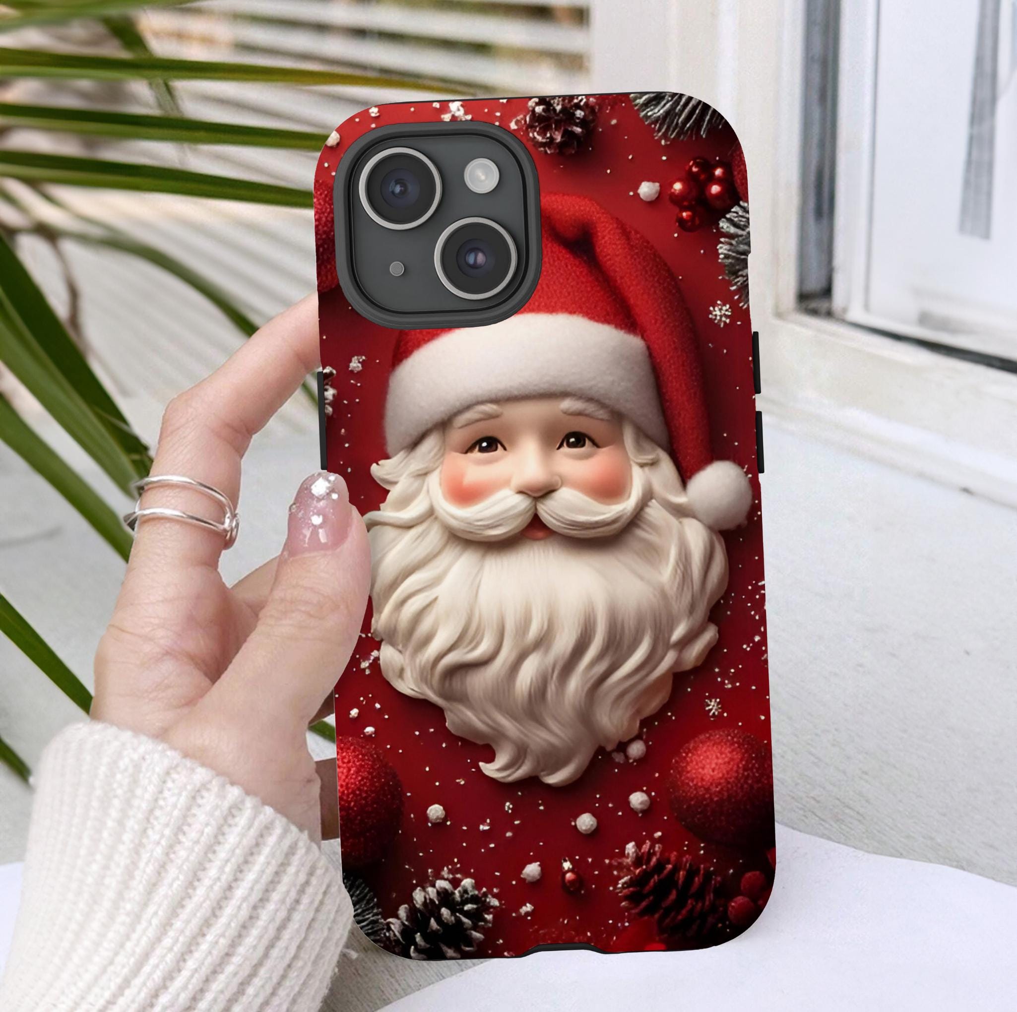 Red Santa Claus Christmas Phone Case:  Festive Holiday Cover  Xmas Gift iPhone, Galaxy, Pixel