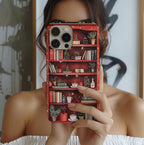 Bookish Christmas Phone Case: Holiday Library Bookshelf Design Book Lovers Gift, iPhone Galaxy, Pixel