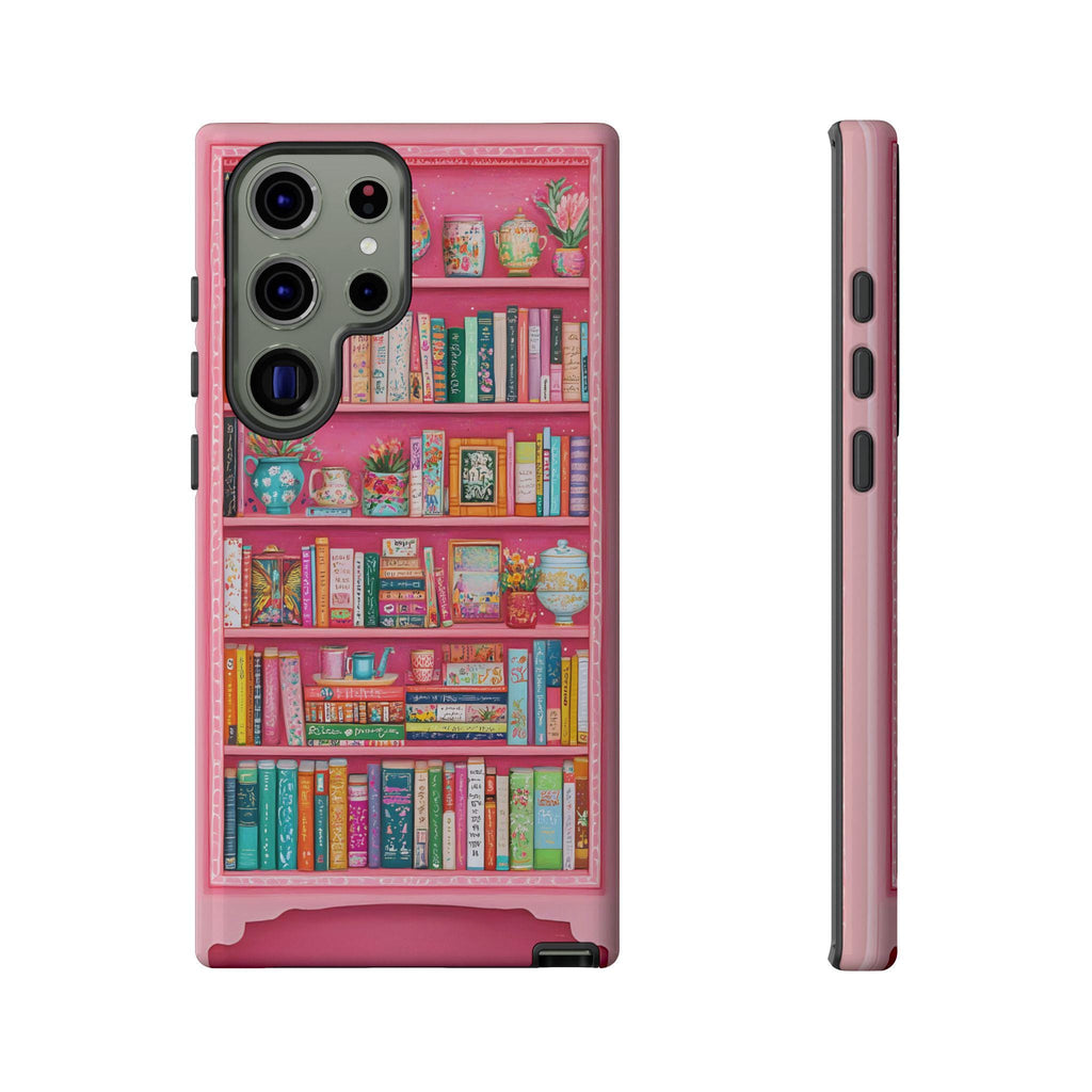 Pink Floral Bookshelf Phone Case: Book Lover Gift  Bookish Flower  iPhone Galaxy, Pixel