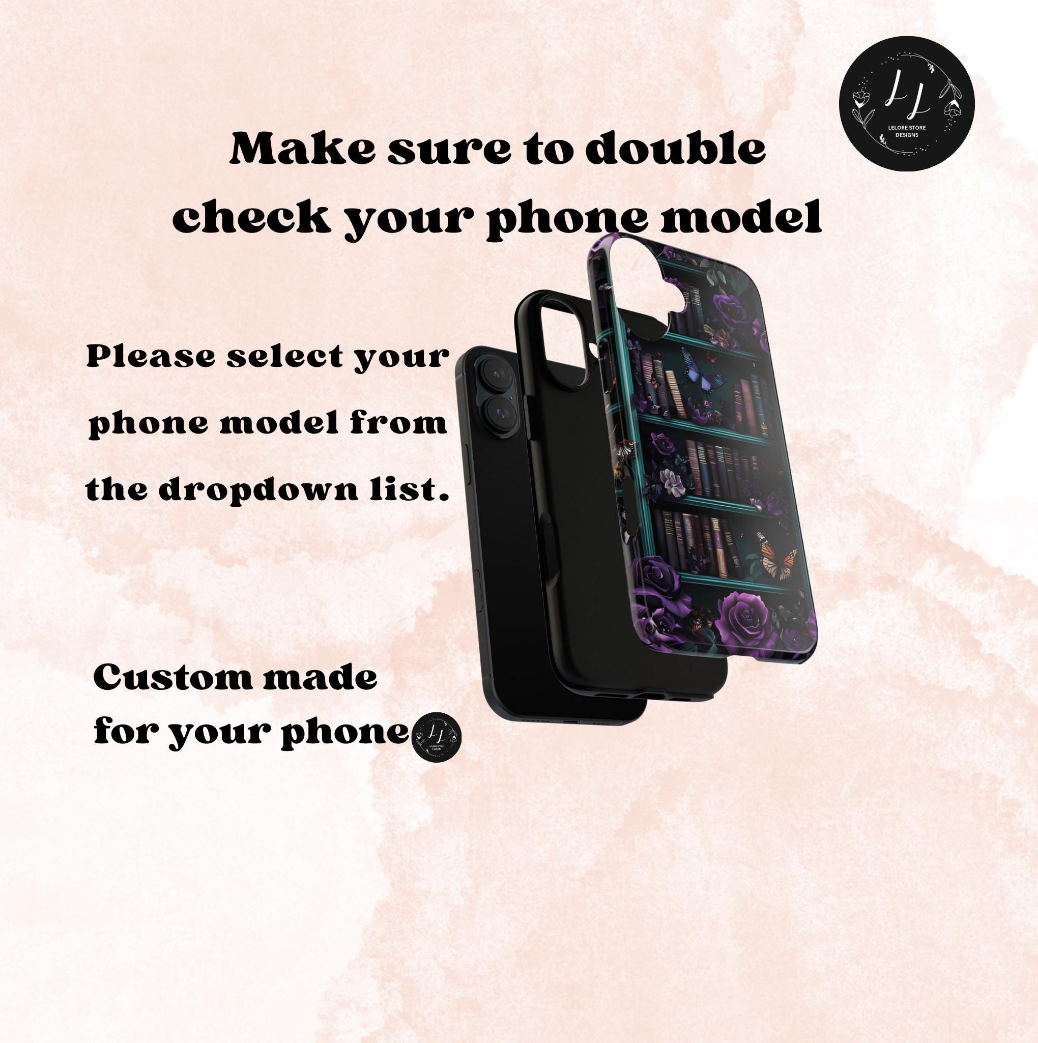 Bookish Floral Bookshelf Phone Case: Purple Emerald Design Book Lover Gift iPhone Galaxy Pixel