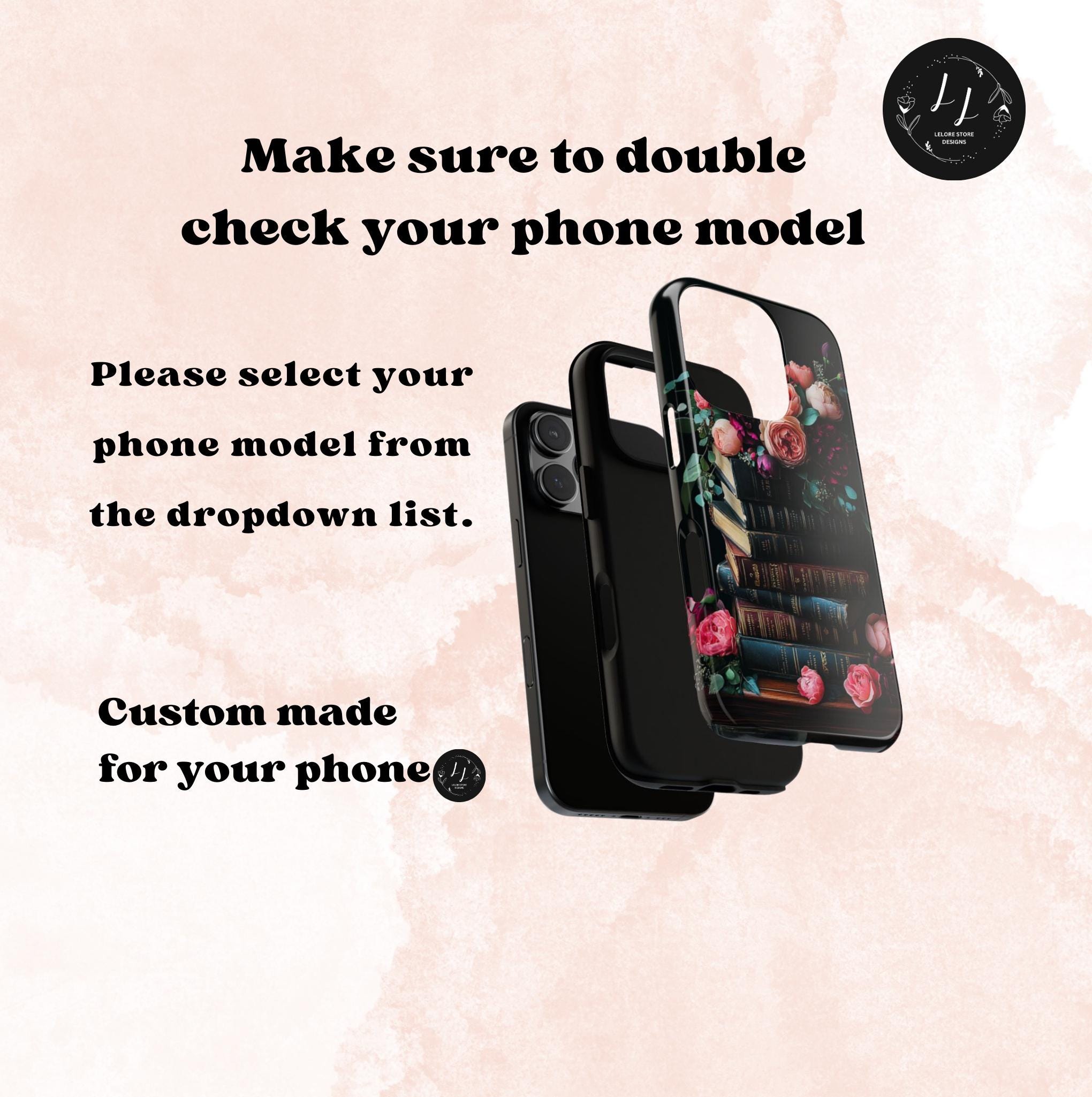 Elegant Floral Bookish Phone Case, Books Floral Design, Bookworm Lovers Gift iPhone Galaxy Pixel