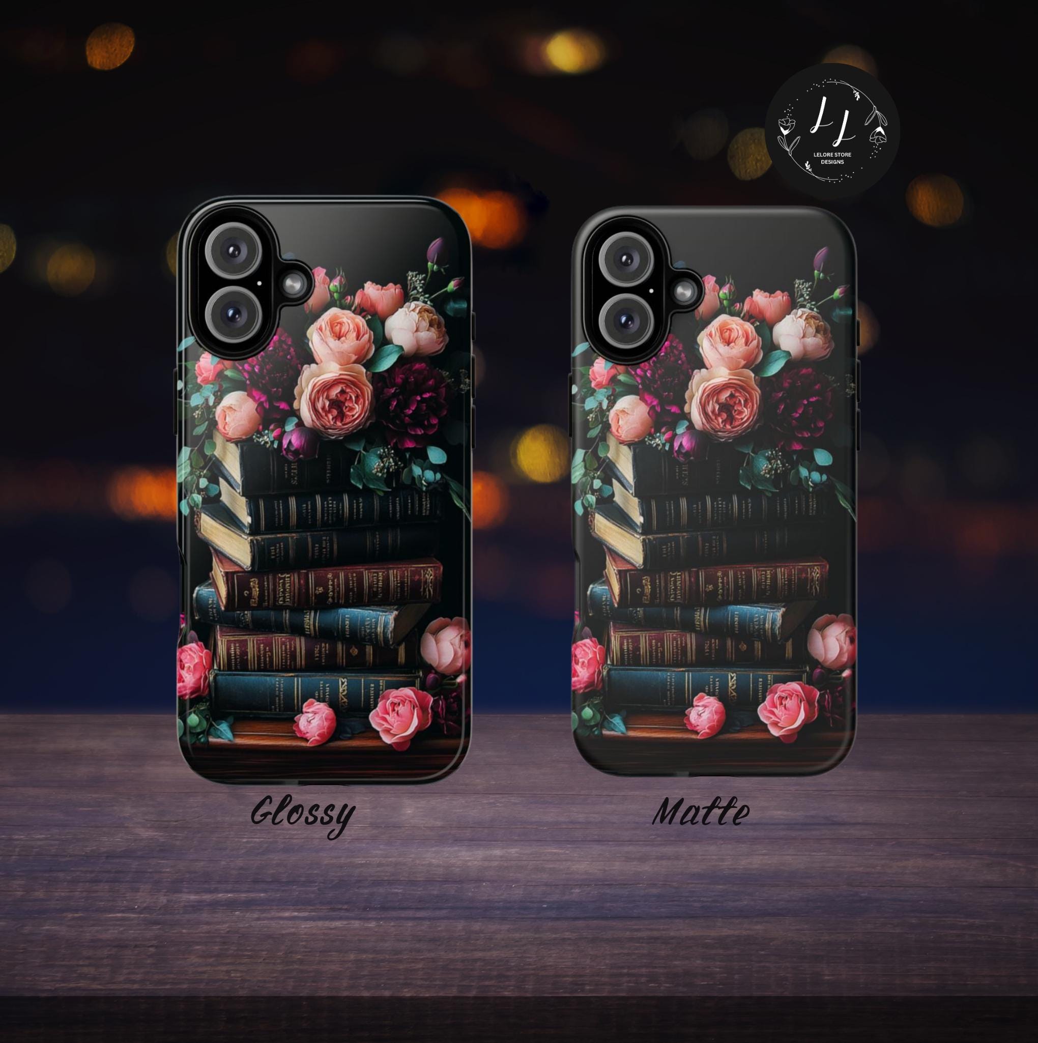 Elegant Floral Bookish Phone Case, Books Floral Design, Bookworm Lovers Gift iPhone Galaxy Pixel