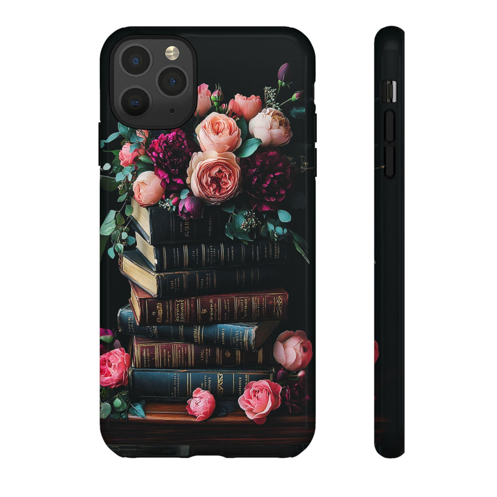 Elegant Floral Bookish Phone Case, Books Floral Design, Bookworm Lovers Gift iPhone Galaxy Pixel