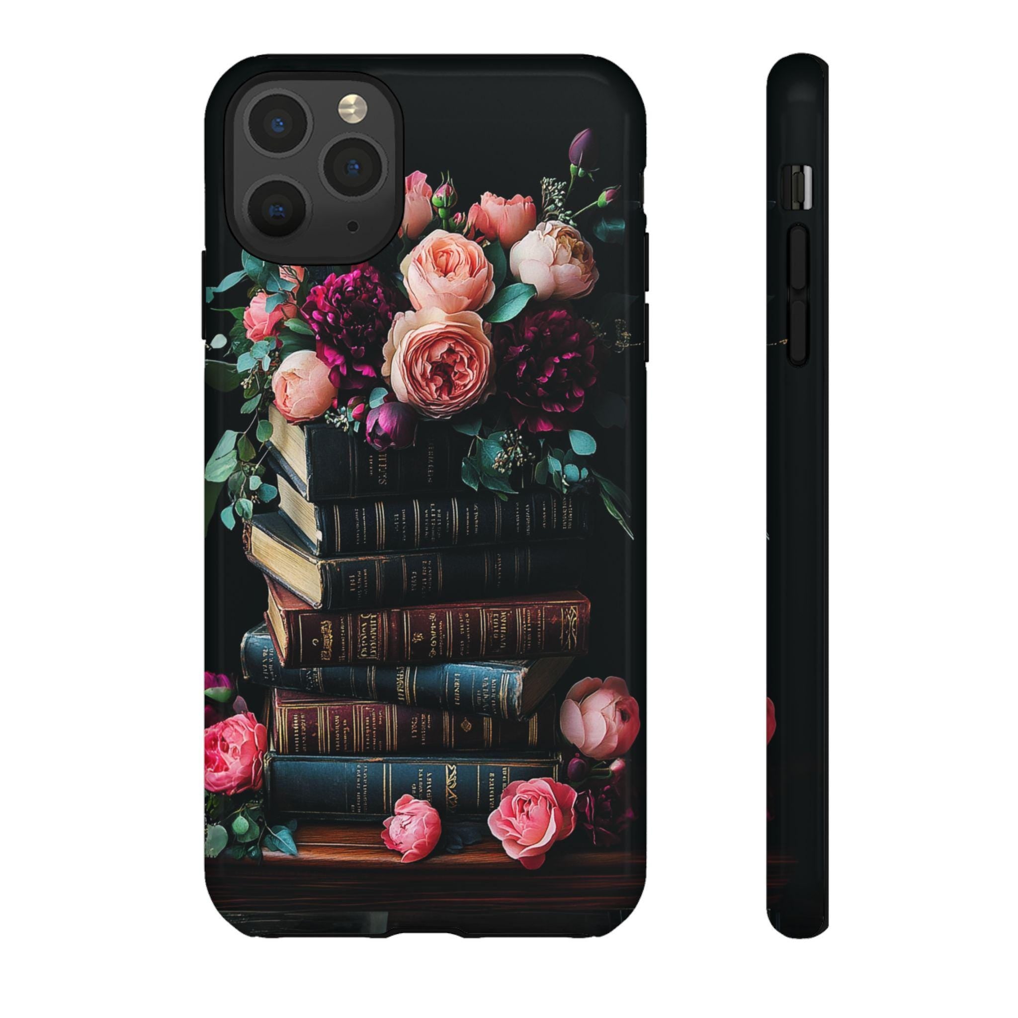 Elegant Floral Bookish Phone Case, Books Floral Design, Bookworm Lovers Gift iPhone Galaxy Pixel