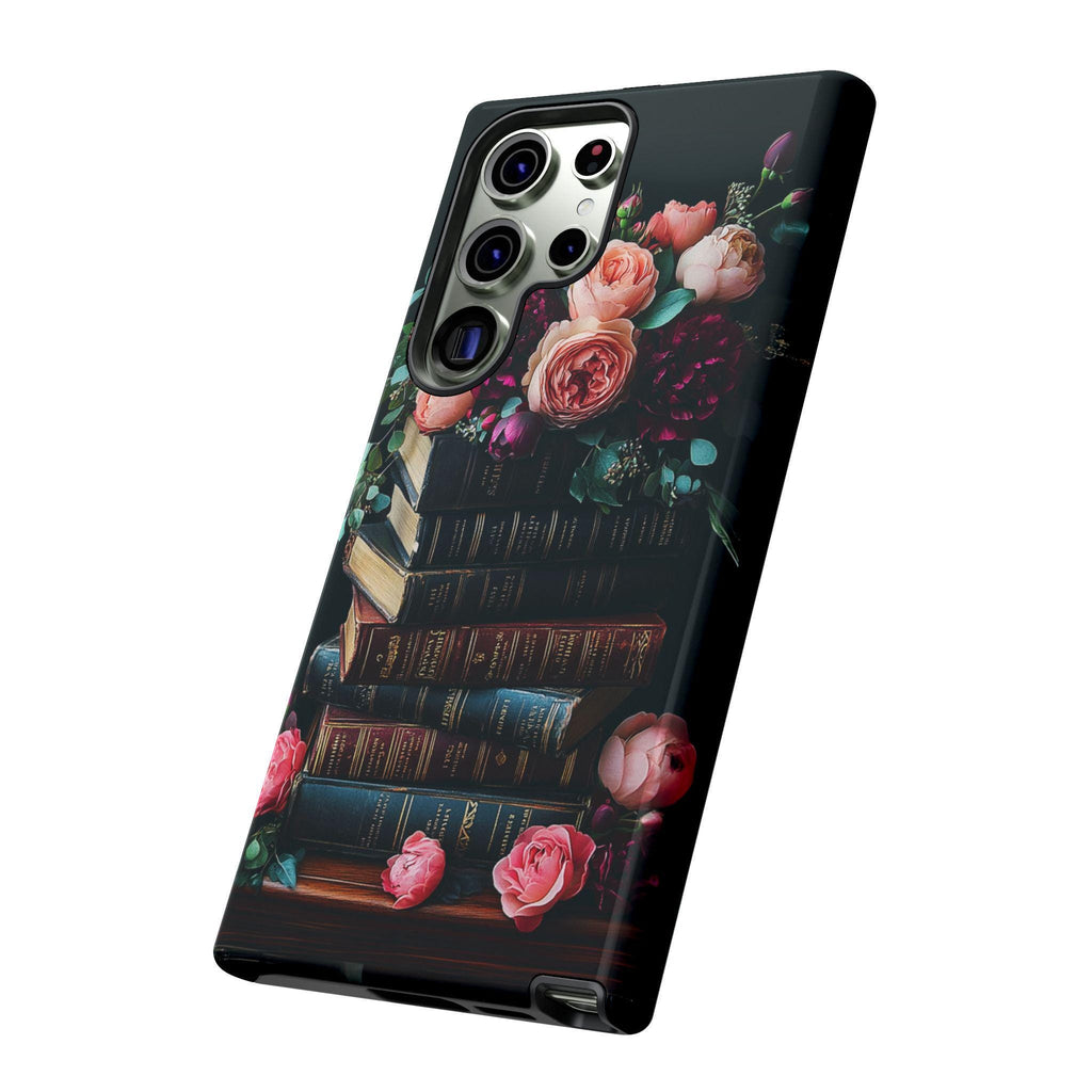 Elegant Floral Bookish Phone Case, Books Floral Design, Bookworm Lovers Gift iPhone Galaxy Pixel