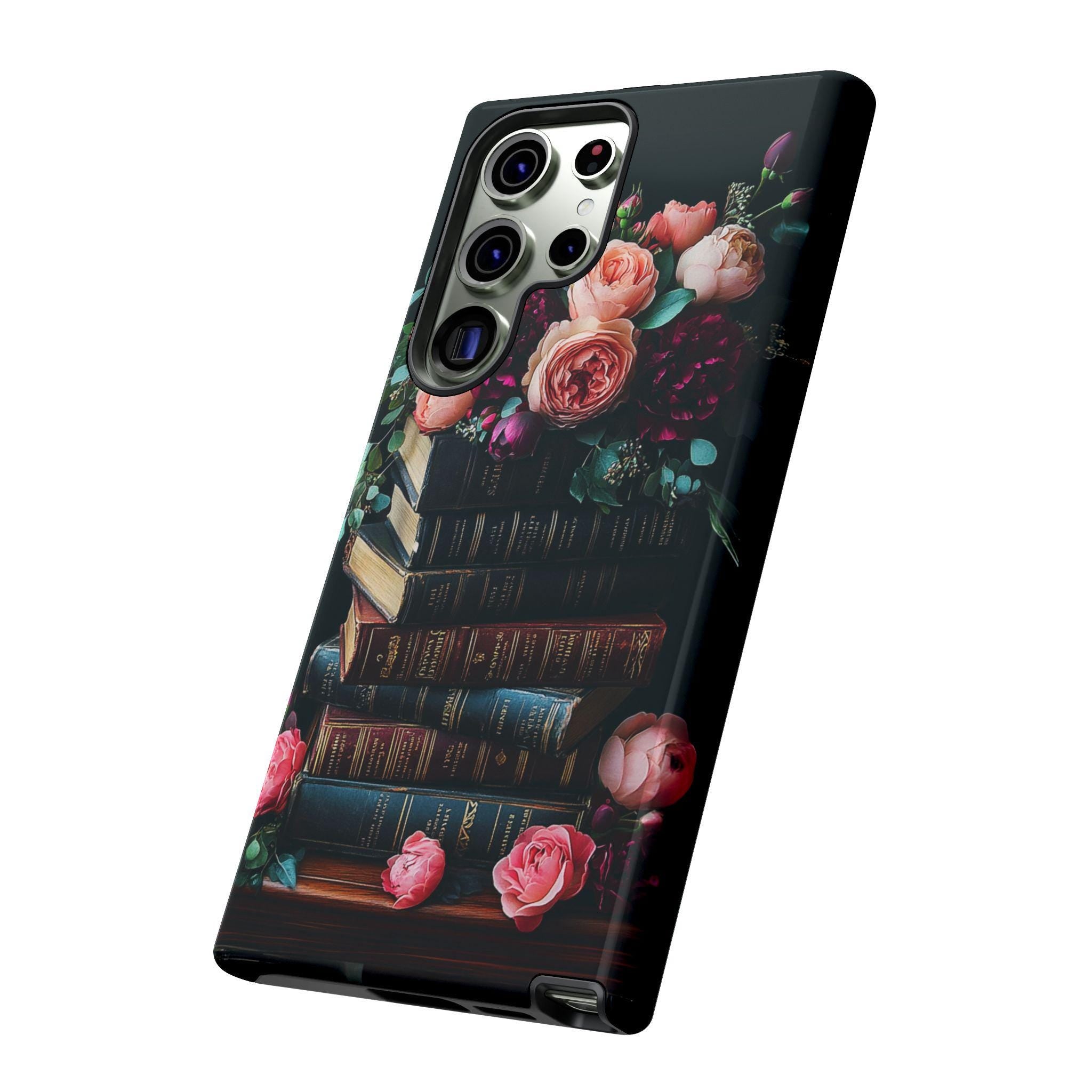 Elegant Floral Bookish Phone Case, Books Floral Design, Bookworm Lovers Gift iPhone Galaxy Pixel