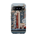 Boho Faux Embroidered phone case, Bookish Blue Jea Coffee Lover, Floral iPhone Galaxy Pixel