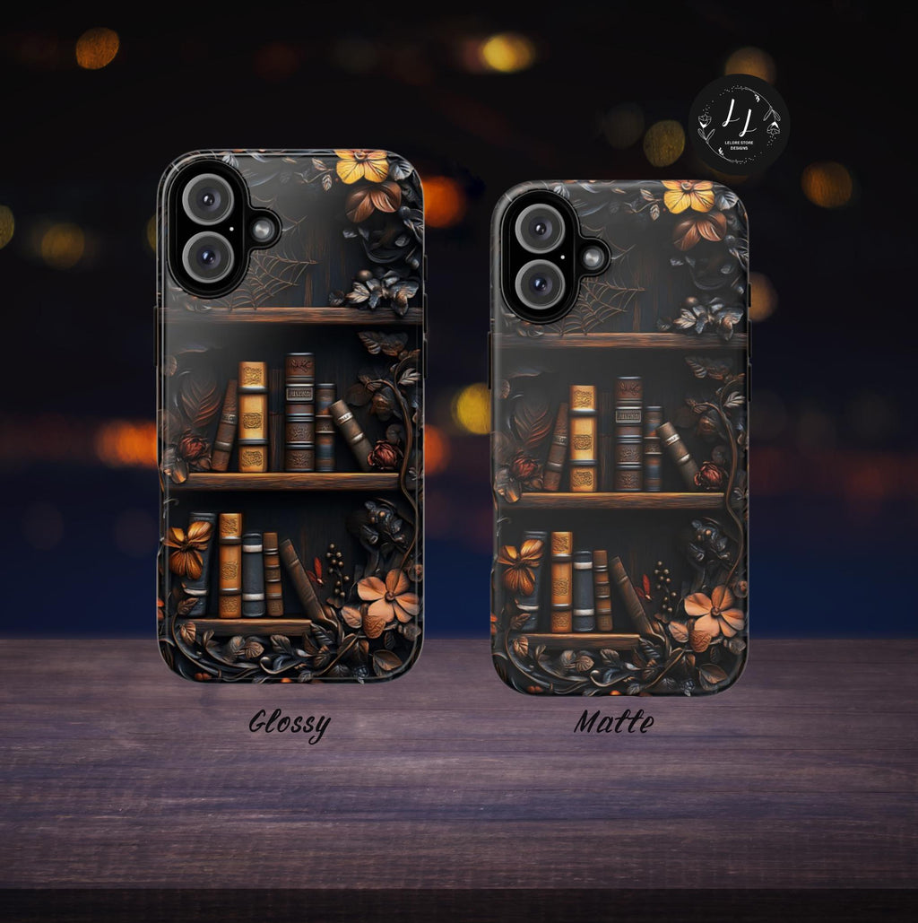 Bookish Phone Case, Faux Carved Wood Bookshelf Cover, Book Lover Gift, iPhone, Galaxy , Pixel